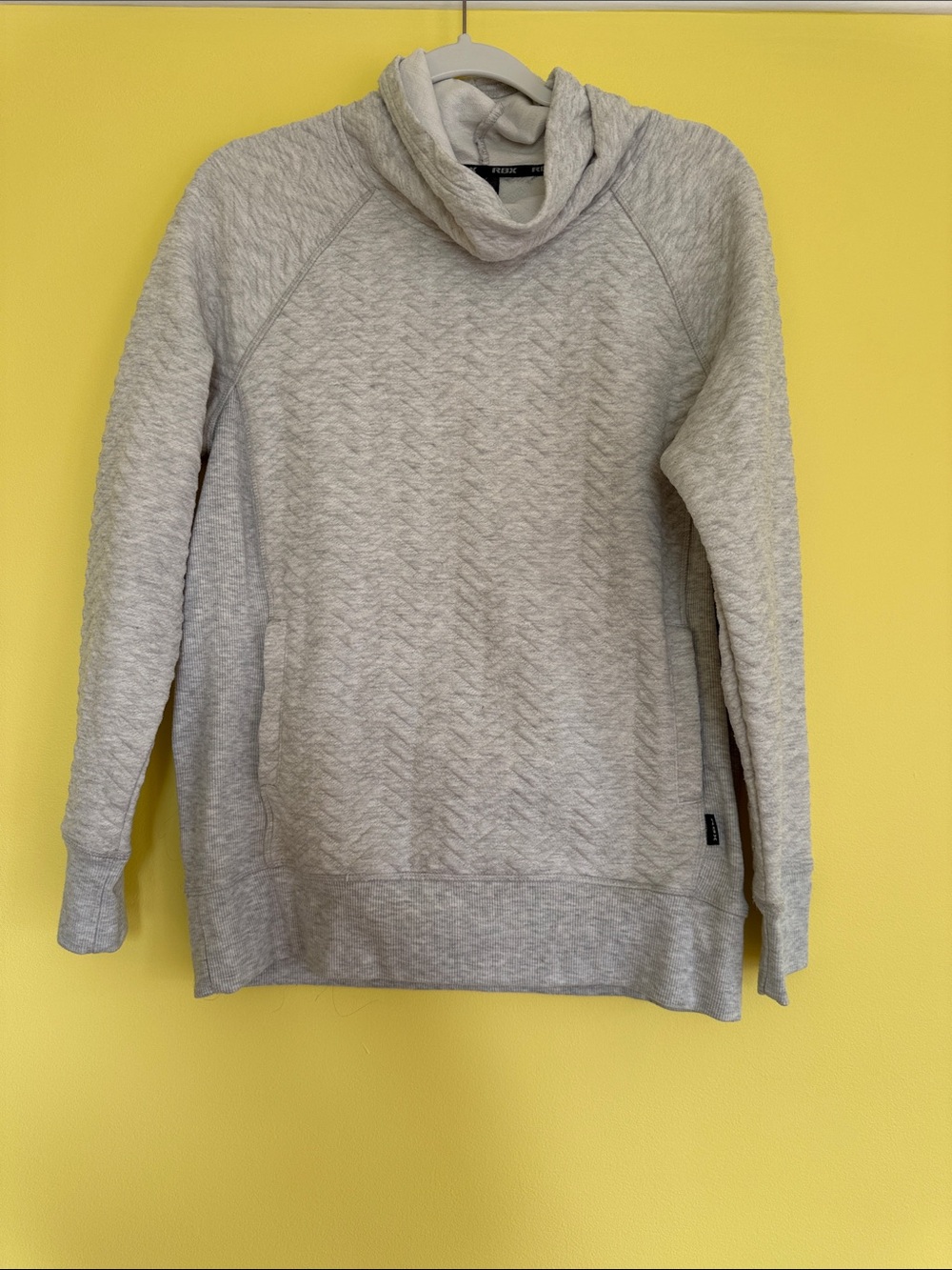 RBX Light Gray Quilted Cowl Neck Sweater